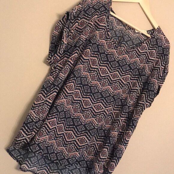 PINK ROSE Blue & Pink Print Blouse - Size 3X - Picture 2 of 9